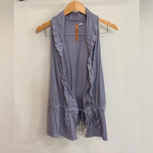 Anthropologie Ruffled Open Front Vest, Like New Size Large